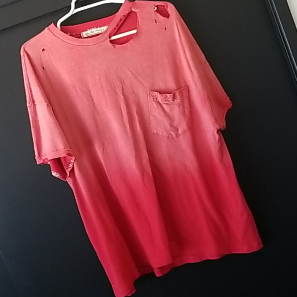 We The Free red ombre ripped oversized tee